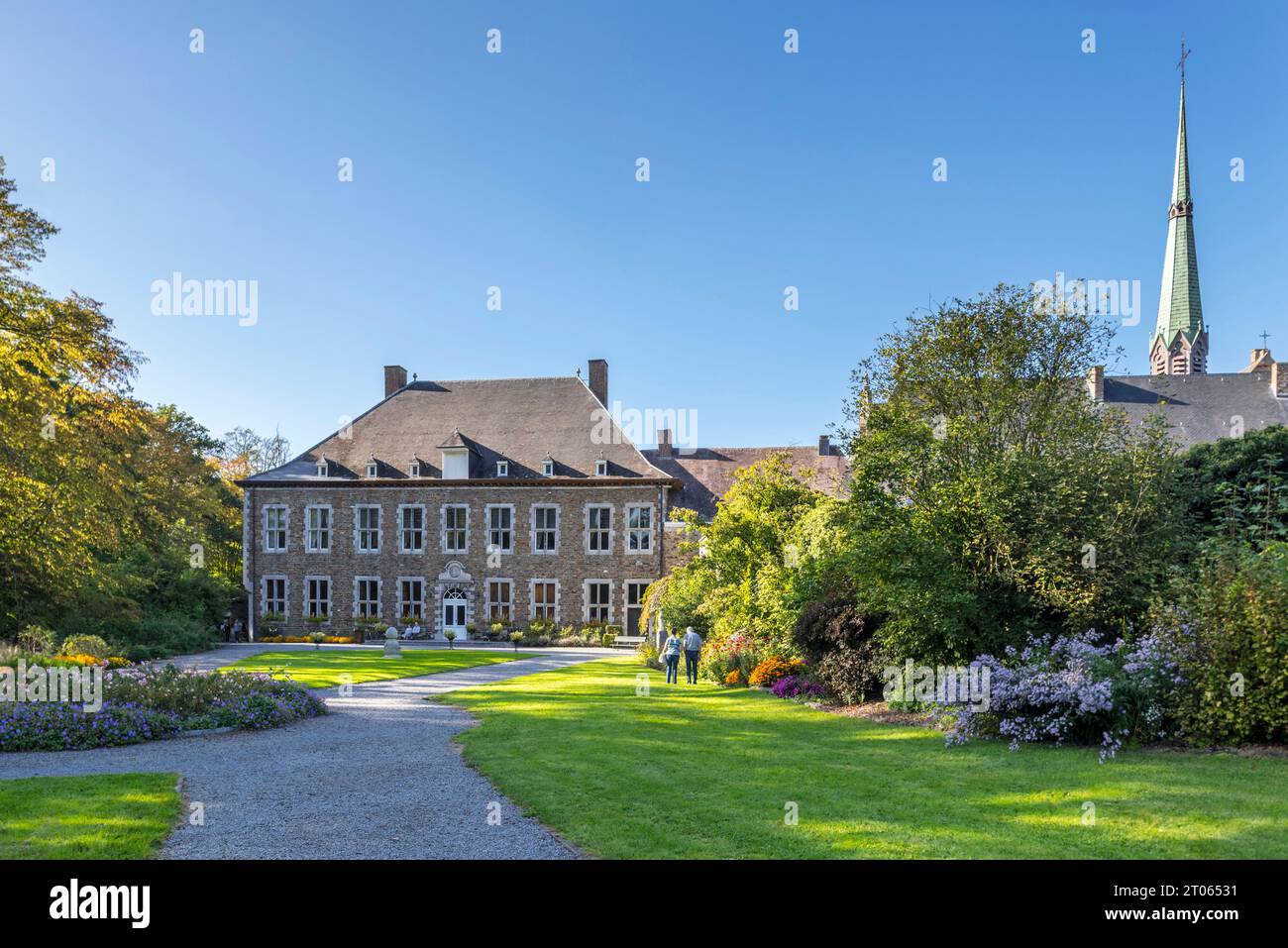 Abbazia di Val-Dieu, ex monastero cistercense nella valle di Berwinne vicino Aubel, Pays de Herve, provincia di Liegi, Vallonia, Belgio Foto Stock