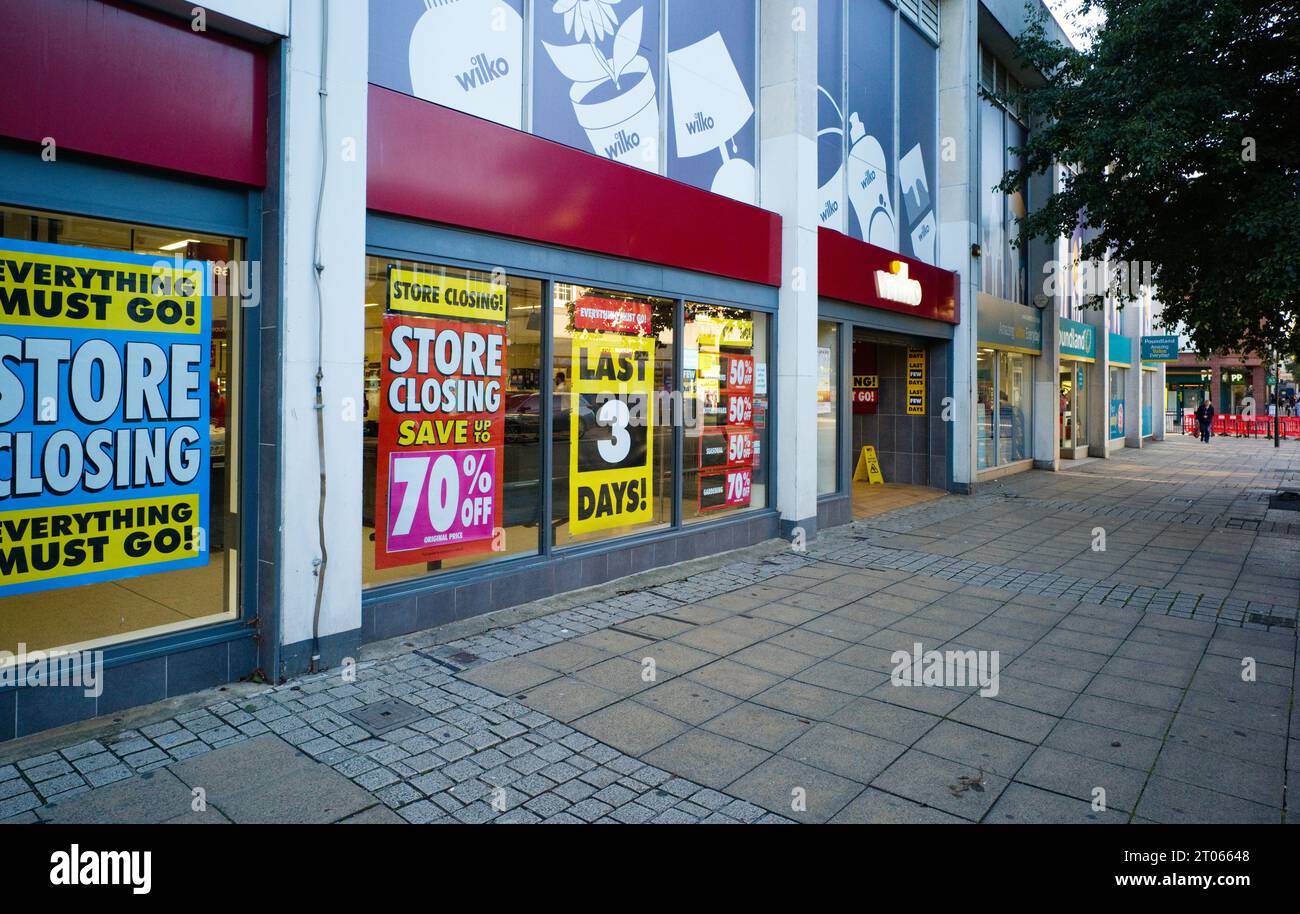 Gli ultimi tre giorni prima della chiusura del negozio Peterborough Wilco Foto Stock