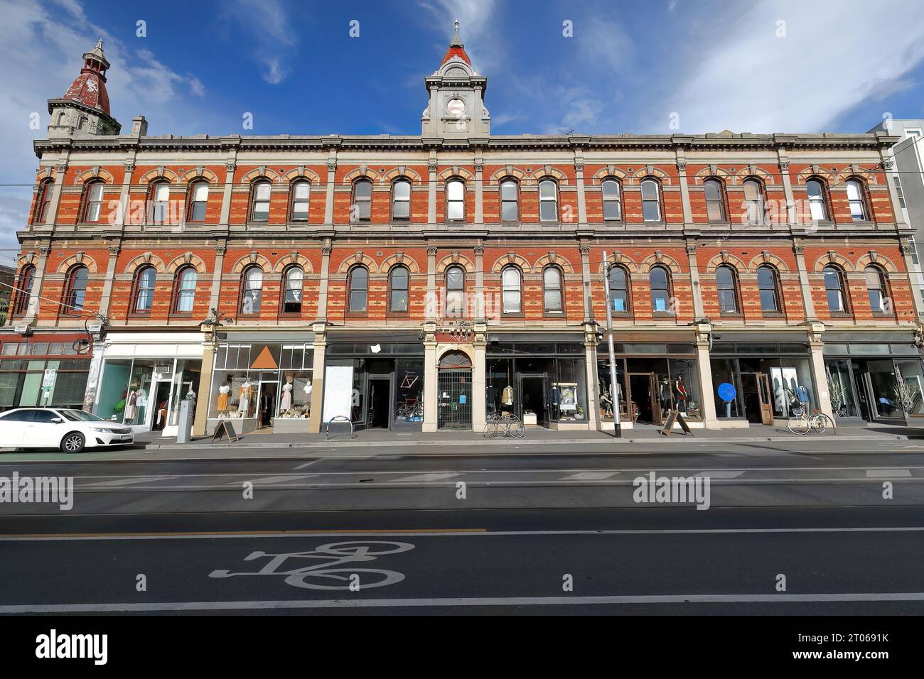 994 edificio storico risalente al 1888 d.C., angolo sud-orientale di Brunswick Street e Greeves Street, sobborgo di Fitzroy. Melbourne-Australia. Foto Stock