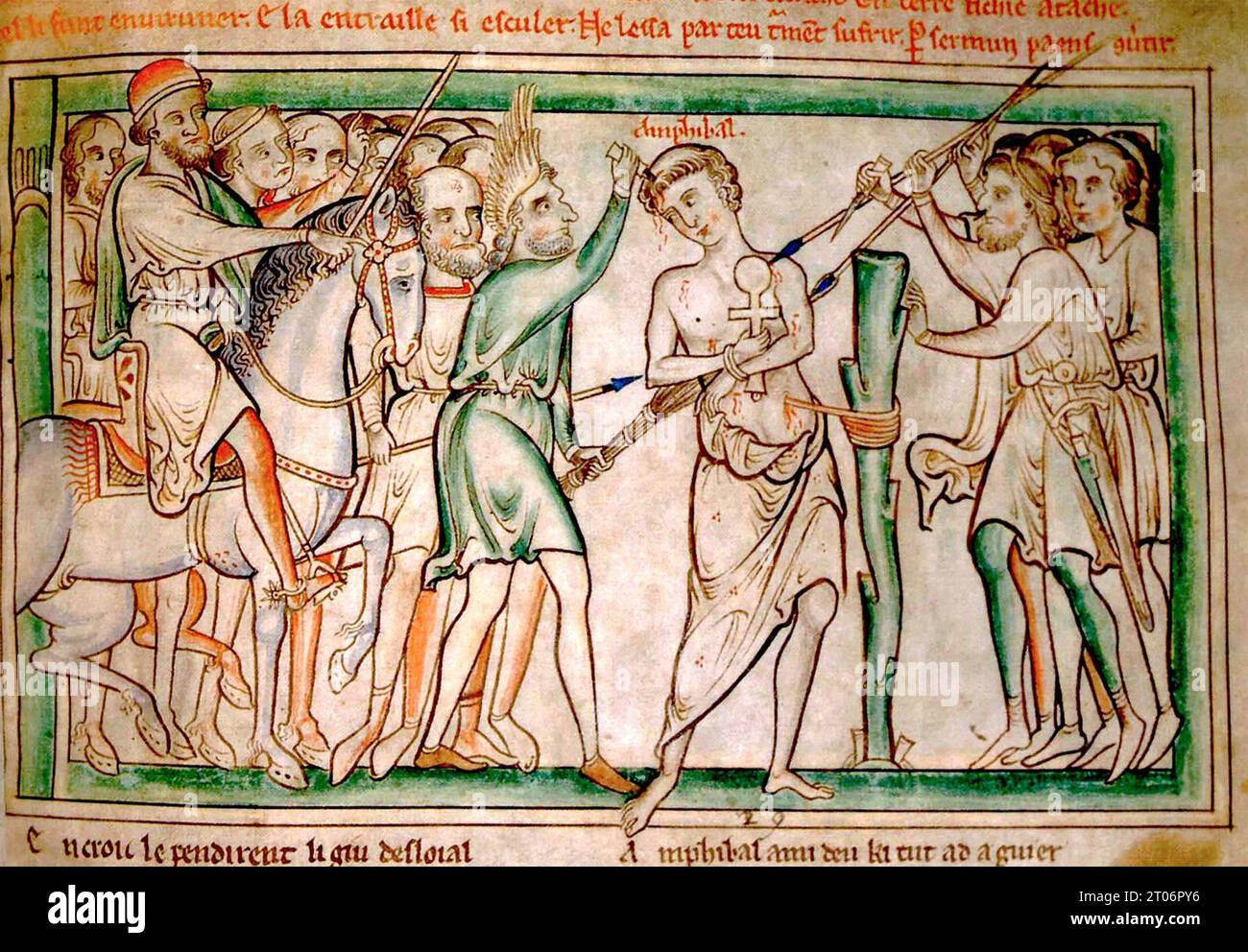 AMPHIBALUS prete e martire paleocristiano morì 304 . Illustrazione da The Life of St.. Di Matthew Parris Alban Foto Stock