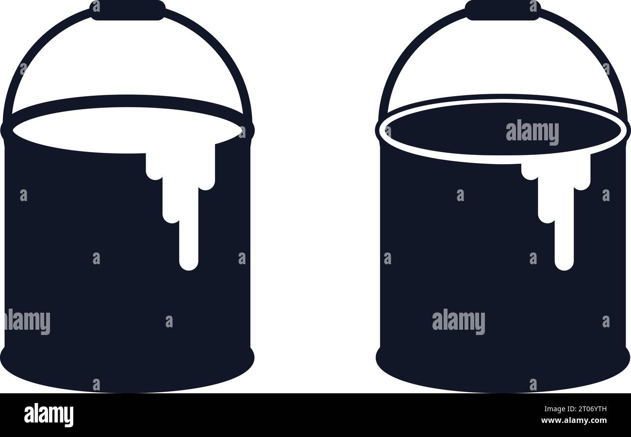 Icona di illustrazione vettoriale del secchio di colori o della lattina di vernice Illustrazione Vettoriale