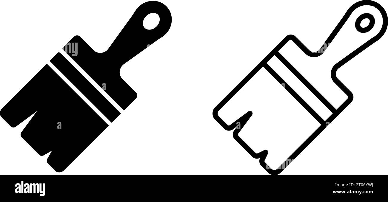 Simboli a pennello largo icone di illustrazione vettoriale dell'attrezzatura di verniciatura Illustrazione Vettoriale