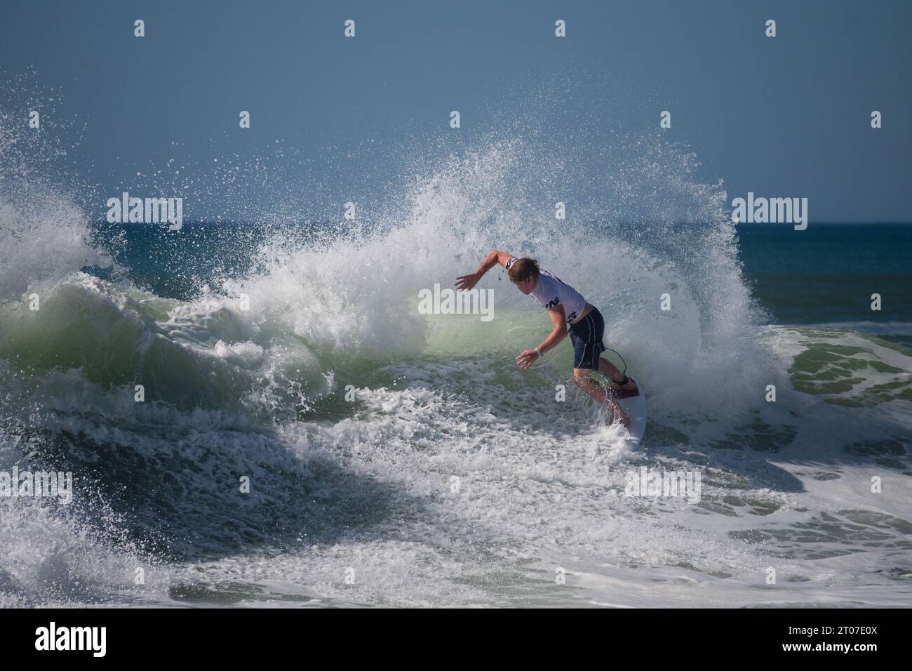 Il pro surfista australiano Kael Walsh al Quiksilver Festival celebrato a Capbreton, Hossegor e Seignosse, con 20 dei migliori surfisti del mondo Foto Stock