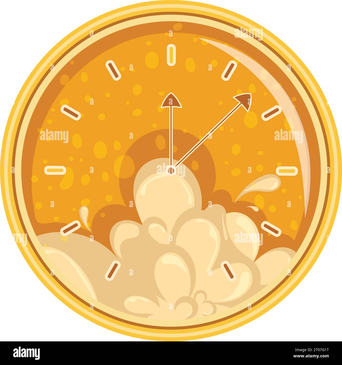 Icona orologio isolato con schiuma di birra Vector Illustrazione Vettoriale