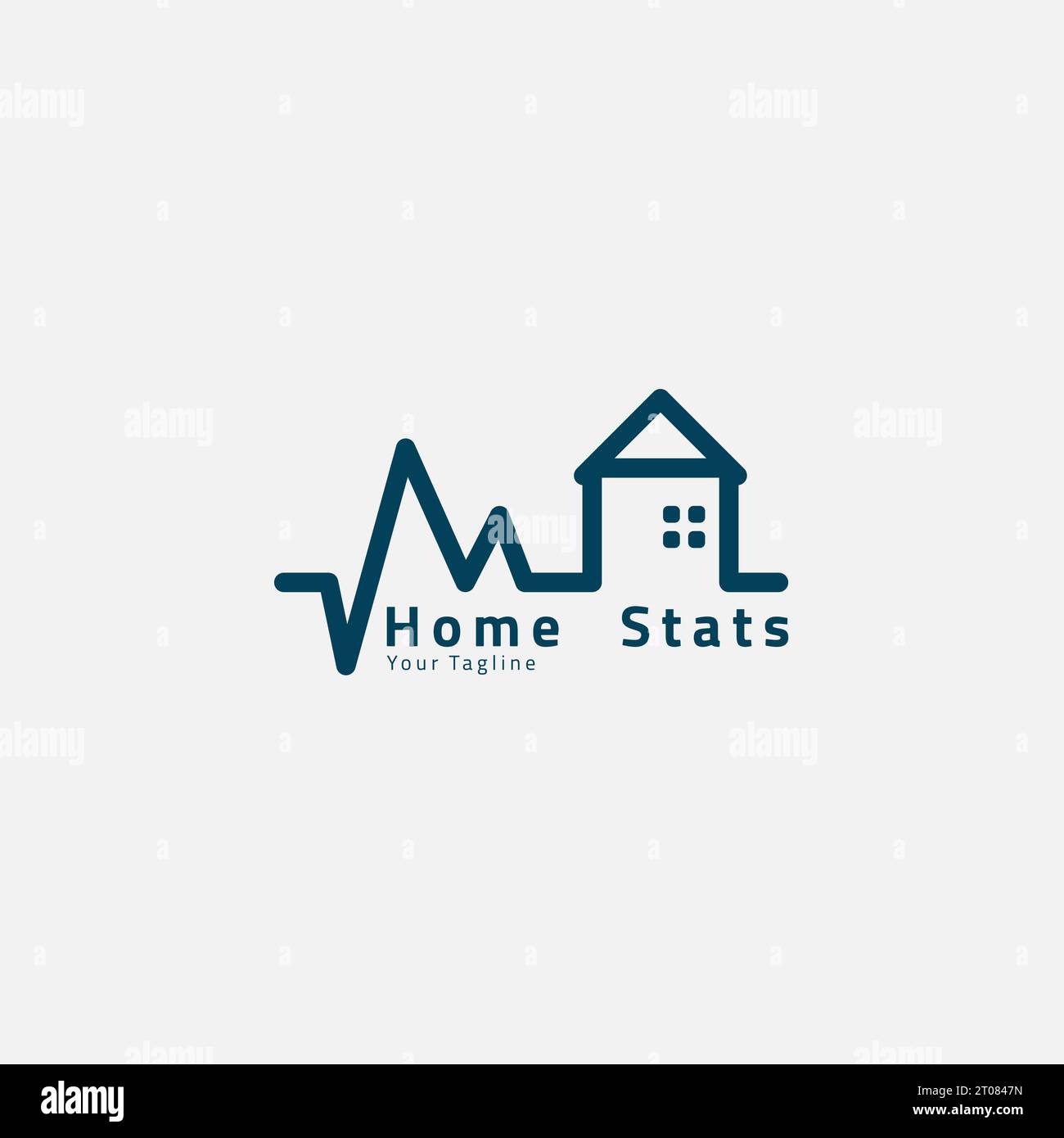Logo della casa con linea statistica. Illustrazione Vettoriale