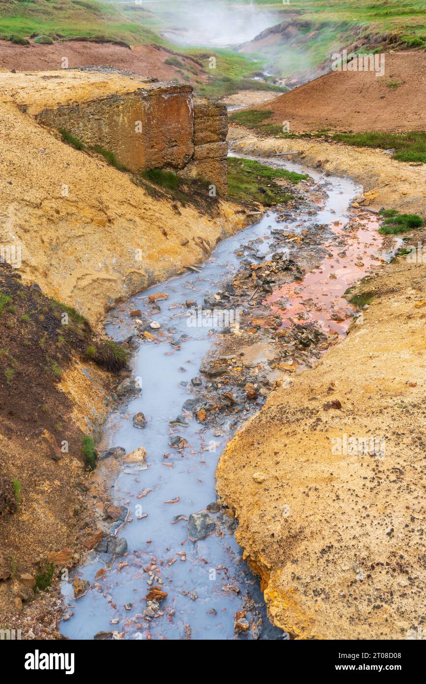 Area geotermica di Krysuvik in Islanda Foto Stock