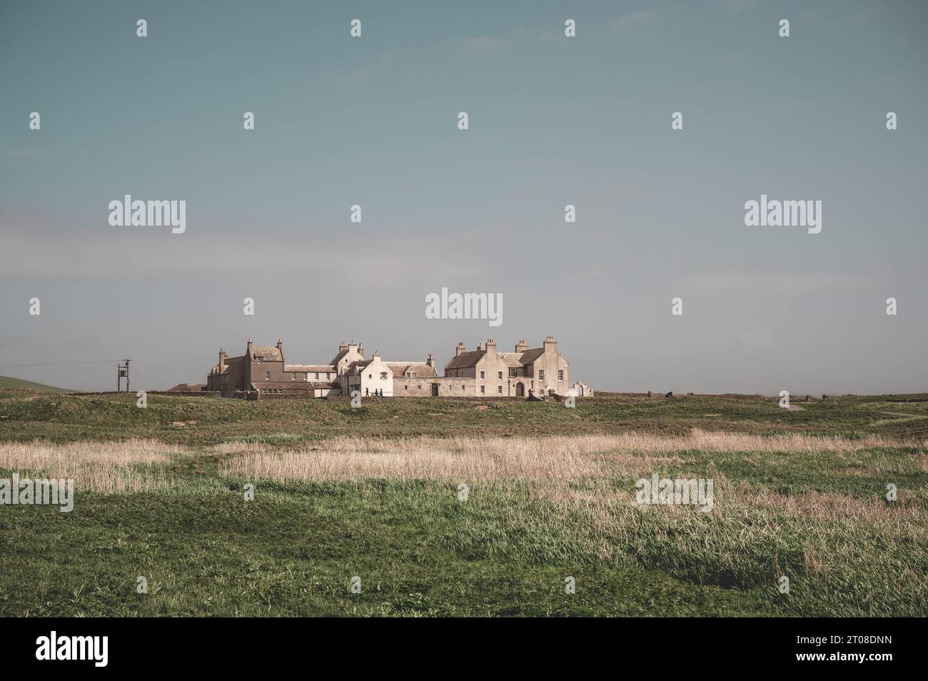 Skaill House, Orcadi Island, prato davanti, grandangolo, Kirkwall, vista da lontano, Scozia Foto Stock