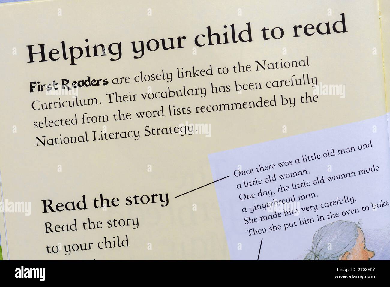 Dettaglio del libro per bambini, prima serie di libri per lettori. Concetto: Imparare a leggere, insegnare la lettura, istruzione precoce, strategia nazionale di alfabetizzazione Foto Stock