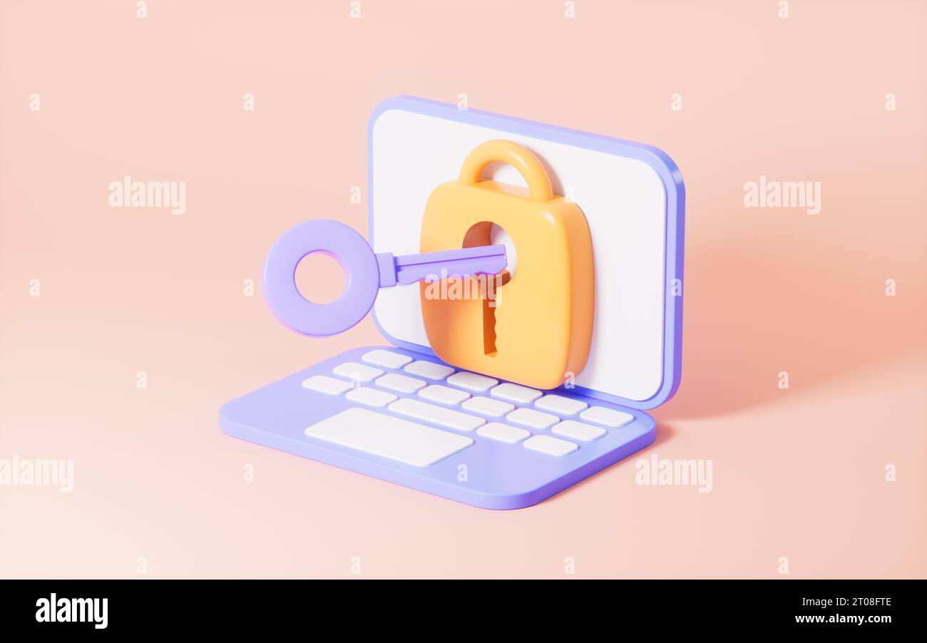 Schermo cartoon e computer, rendering 3D. Disegno digitale. Foto Stock