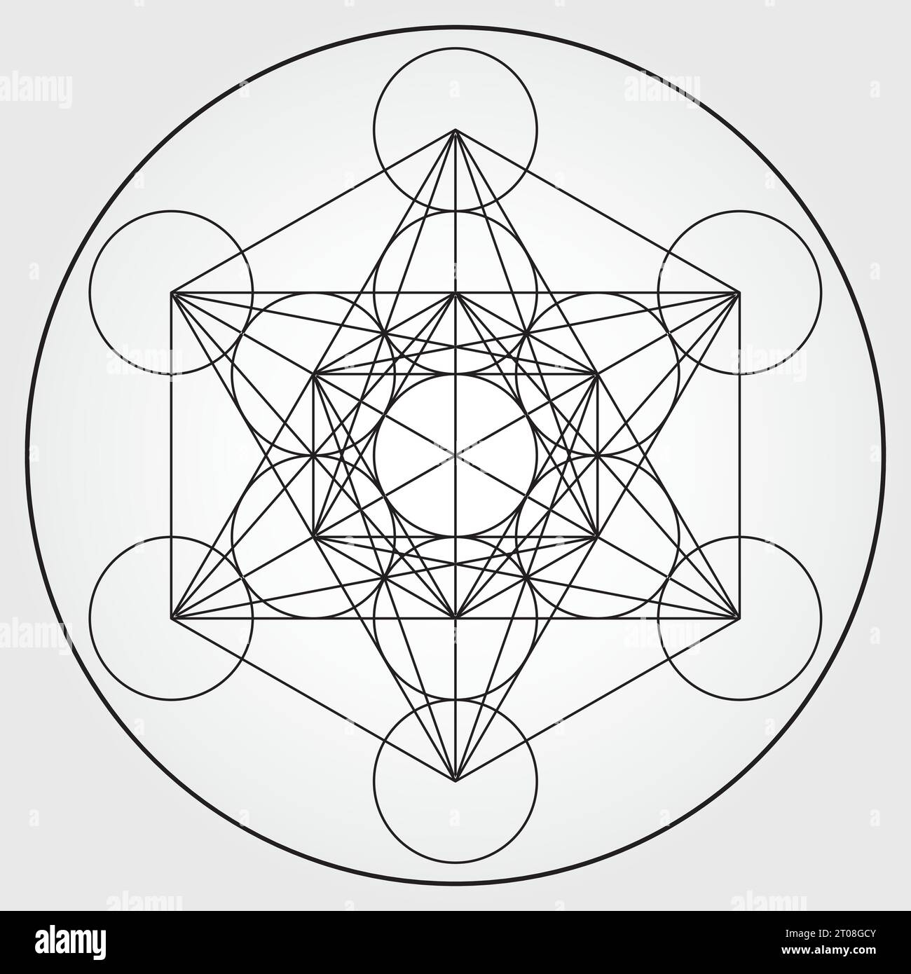 Illustrazione del cubo di Metatron colori bianco e nero geometria sacra simbolo Vector Design Circle Spirituality Universe Mandala Colorful Star Illustrazione Vettoriale