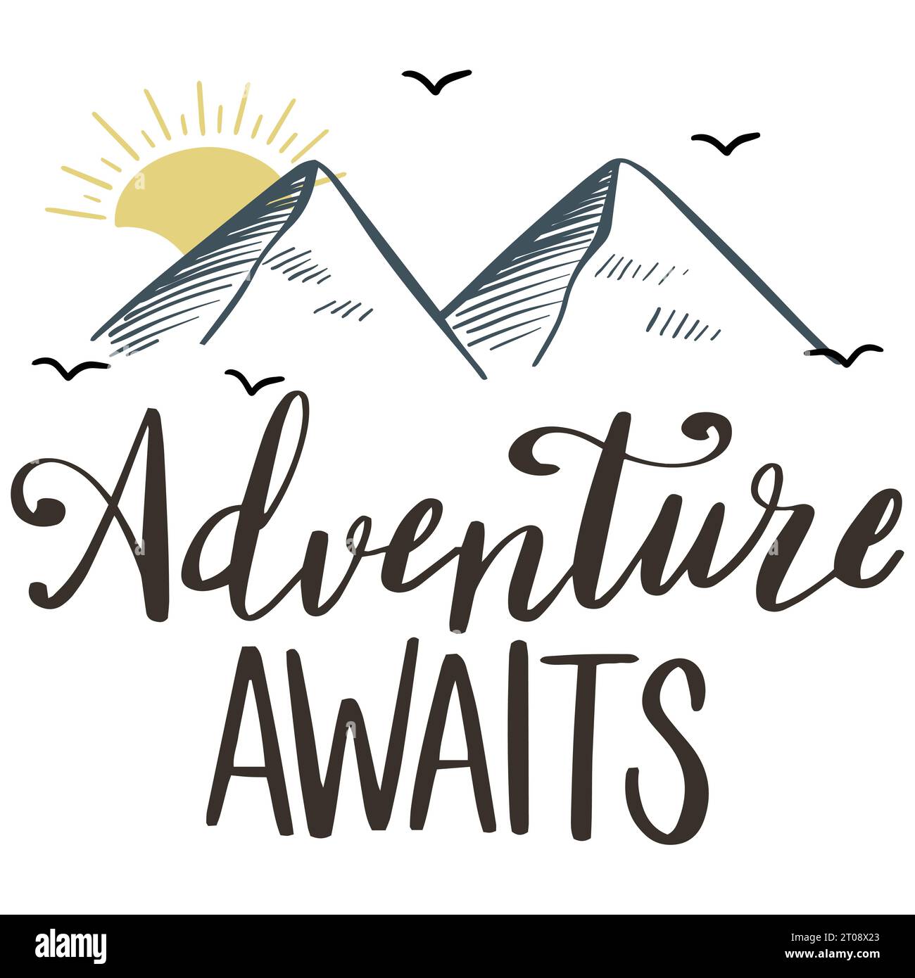 L'avventura ti aspetta per il design degli amanti dell'avventura Illustrazione Vettoriale