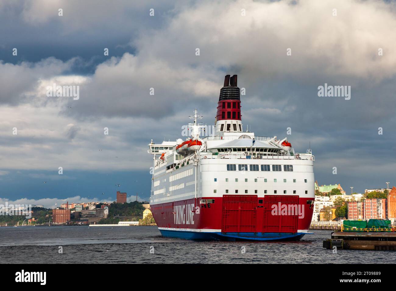 Stoccolma, Svezia - 1 agosto 2011: Traghetto MS Amorella che arriva al terminal Viking Line Foto Stock