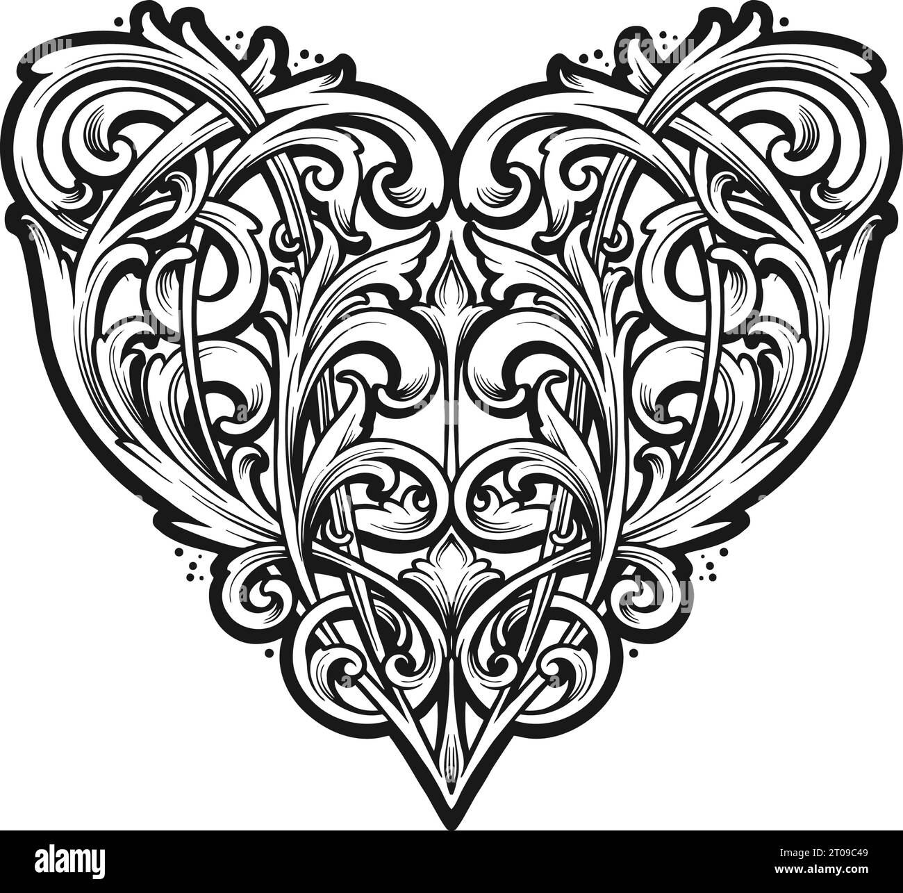 Il cuore classico ruota eleganti illustrazioni vettoriali monocromatiche per il logo del tuo lavoro, t-shirt di merchandisse, adesivi e disegni di etichette, poster, gre Illustrazione Vettoriale