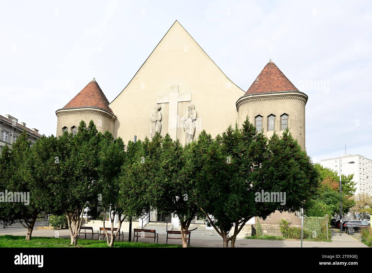 Vienna, Austria. La Transfiguration Church è una chiesa evangelica luterana situata nel secondo distretto di Vienna, Leopoldstadt Foto Stock