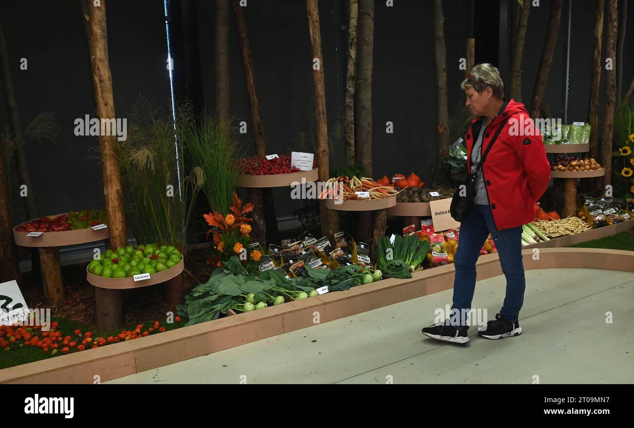 Olomouc, Repubblica ceca. 5 ottobre 2023. Inizio della mostra internazionale Flora Olomouc - Hortikomplex, che durerà fino all'8 ottobre a Olomouc, Repubblica Ceca, 5 ottobre 2023. Crediti: Ludek Perina/CTK Photo/Alamy Live News Foto Stock