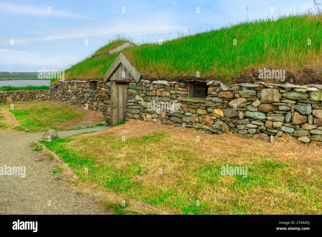 Il progetto vichingo vicino Haroldswick su Unst, Isole Shetland. Foto Stock