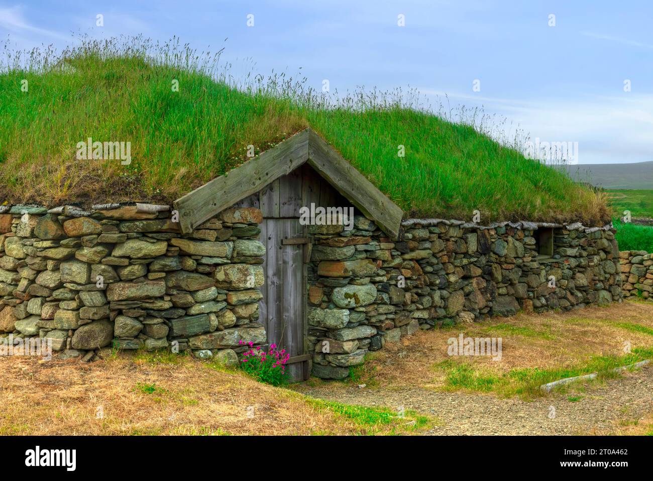 Il progetto vichingo vicino Haroldswick su Unst, Isole Shetland. Foto Stock