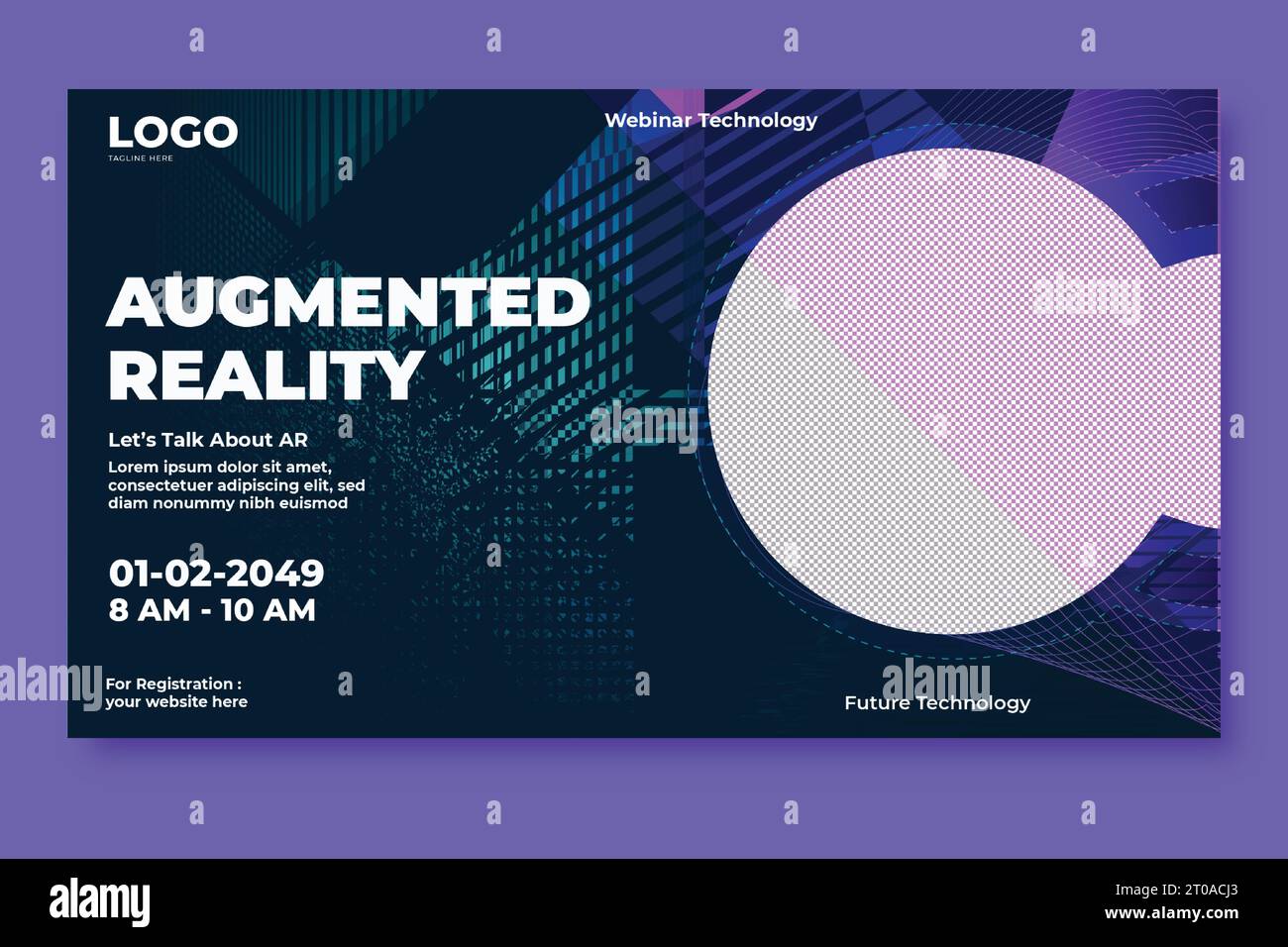 webinar metaversi sull'innovazione futuristica tecnologia virtuale e design di banner per la tecnologia di innovazione neon del futuro Illustrazione Vettoriale