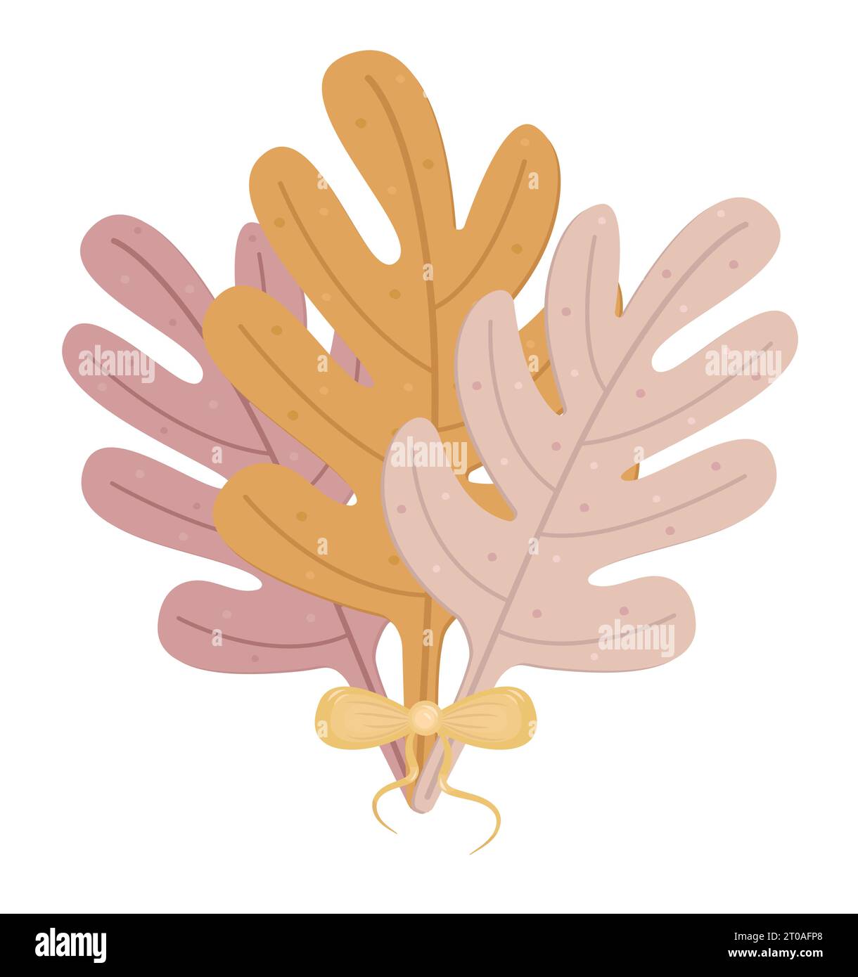 Tre foglie autunnali di ghianda, bouquet di foglie autunnali di quercia, illustrazione di atmosfera vettoriale di colore in stile boho Illustrazione Vettoriale