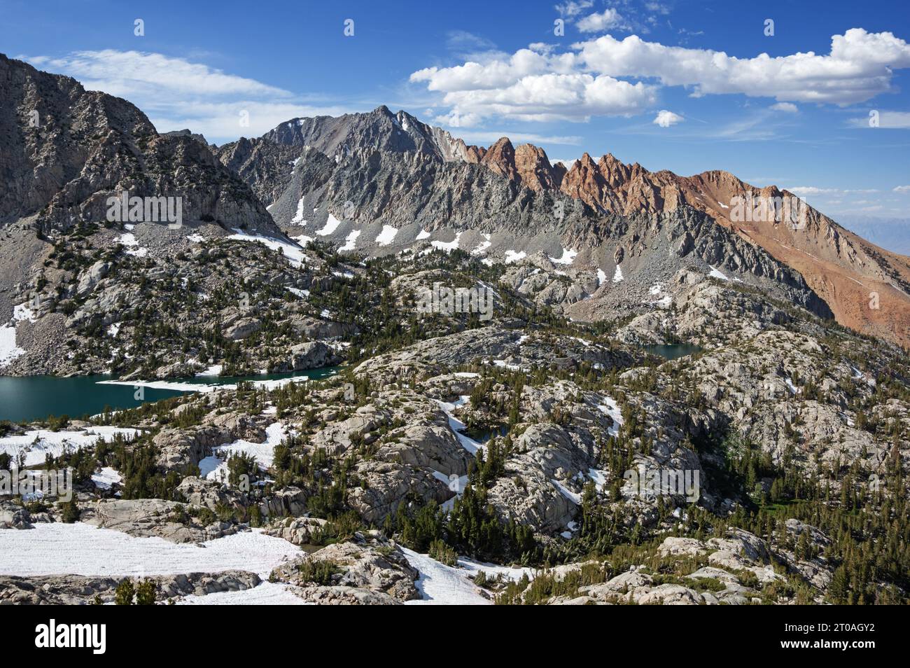 Laghi Lamarck, Mount Emerson e Piute Crags nelle montagne della Sierra Nevada orientale vicino a Bishop California Foto Stock