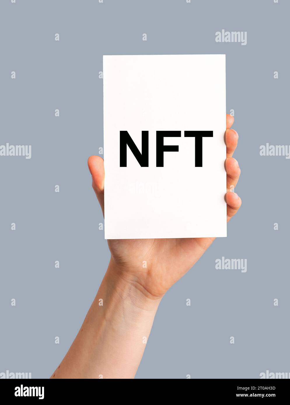 NFT, token non fungibile, concetto di mercato dell'arte blockchain Foto Stock