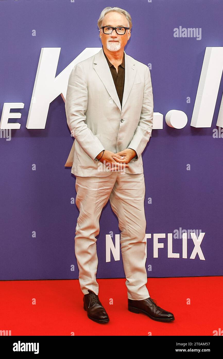 Londra, Regno Unito. 5 ottobre 2023. David Fincher, direttore di "The Killer". Arrivi Red carpet per la prima britannica del film "The Killer" al South Bank Centre per il BFI London British Film Festival. Credito: Imageplotter/EMPICS/Alamy Live News Foto Stock