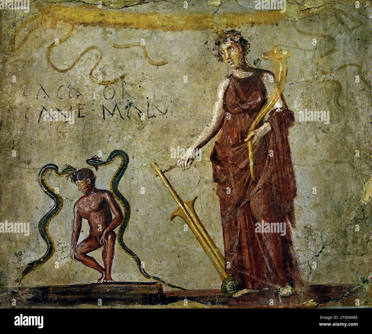 ISIS fortuna, 45-79 fresco Pompei città romana si trova vicino a Napoli, nella regione Campania. Pompei fu sepolta sotto 4-6 m di cenere vulcanica e pomice nell'eruzione del Vesuvio nel 79 d.C. Italia Foto Stock