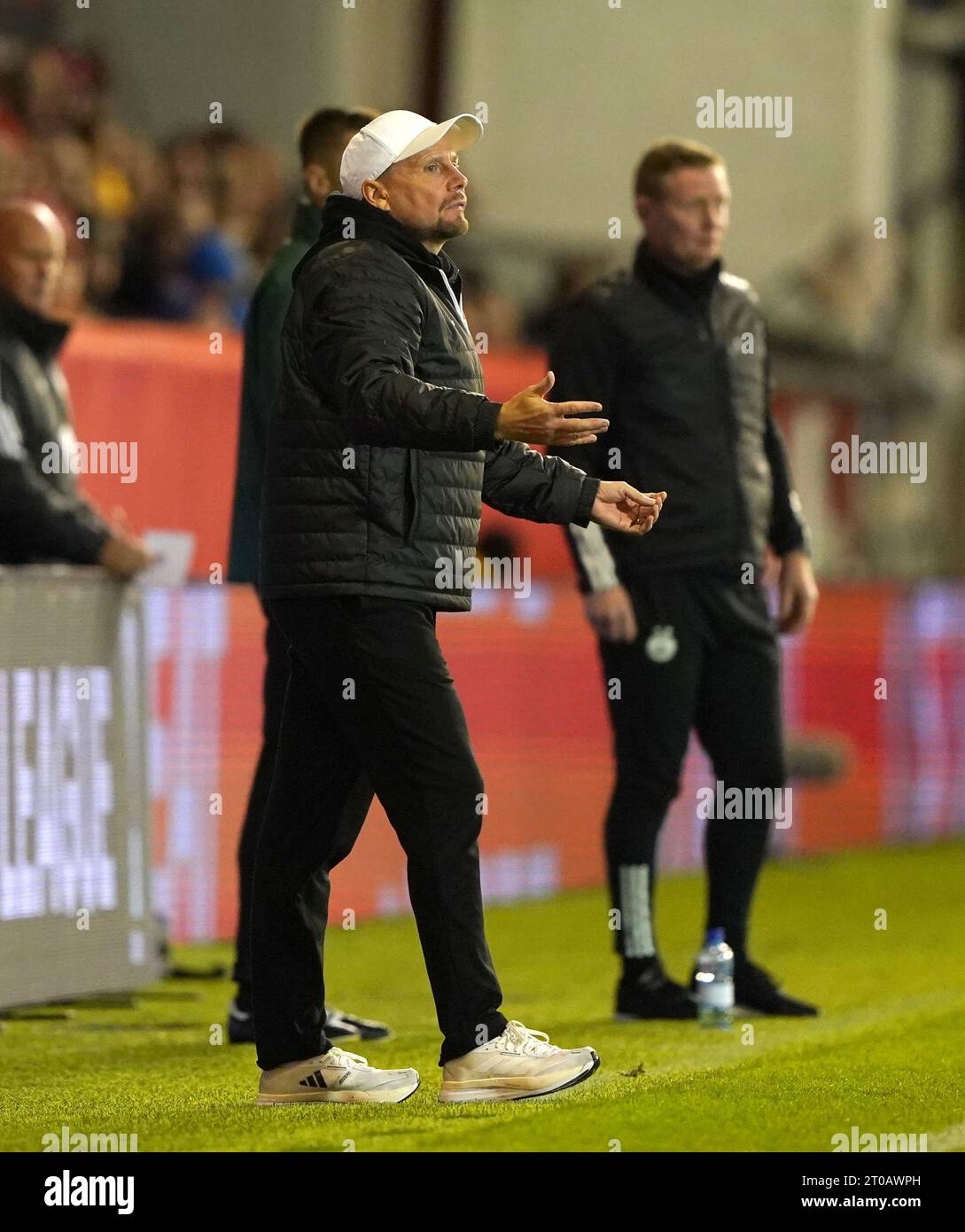 Il capo-allenatore dell'HJK Helsinki Toni Korkeakunnas durante la partita del gruppo G della UEFA Europa Conference League al Pittodrie Stadium di Aberdeen. Data immagine: Giovedì 5 ottobre 2023. Foto Stock