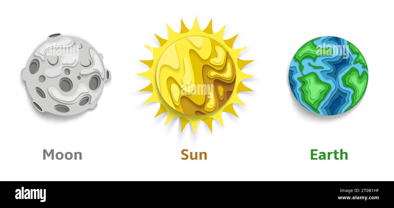 Pianeti del sistema solare, illustrazione vettoriale del taglio della carta Illustrazione Vettoriale