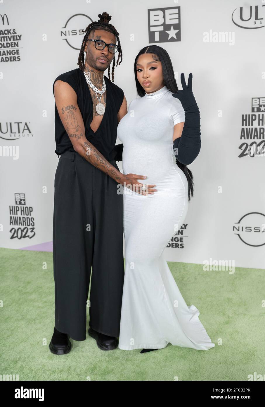 Atlanta, Stati Uniti. 3 ottobre 2023. LightskinKeisha arriva al BET Hip Hop Awards il 3 ottobre 2023 al Cobb Energy Performing Arts Center di Atlanta, Georgia. (Foto di Mike Ware/Sipa USA) credito: SIPA USA/Alamy Live News Foto Stock