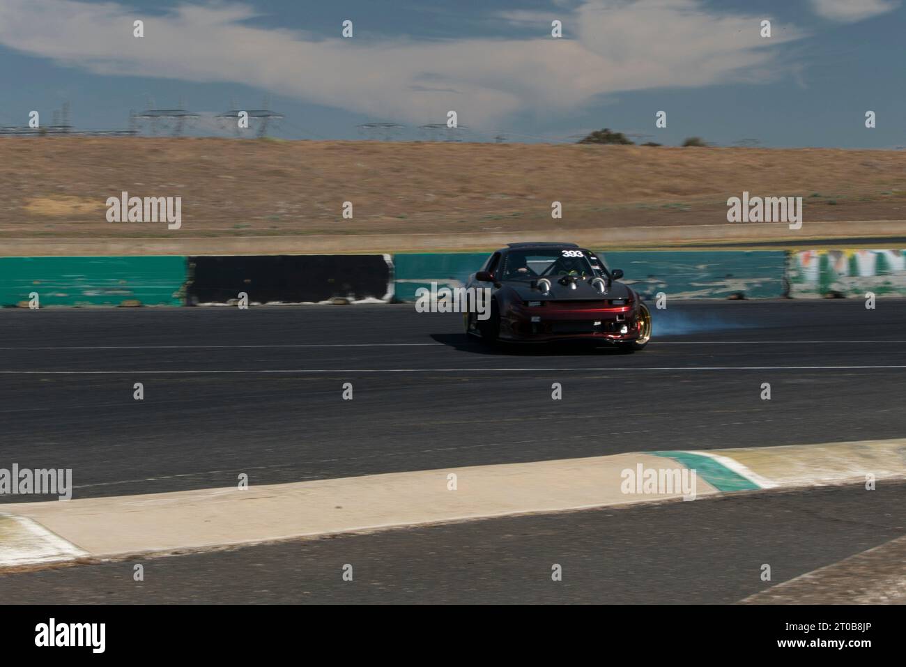 Calder Park Raceway Victoria Australia 30 settembre 2023, Una sequenza di immagini di una Nissan 180 SX con doppio turbo alla deriva Foto Stock