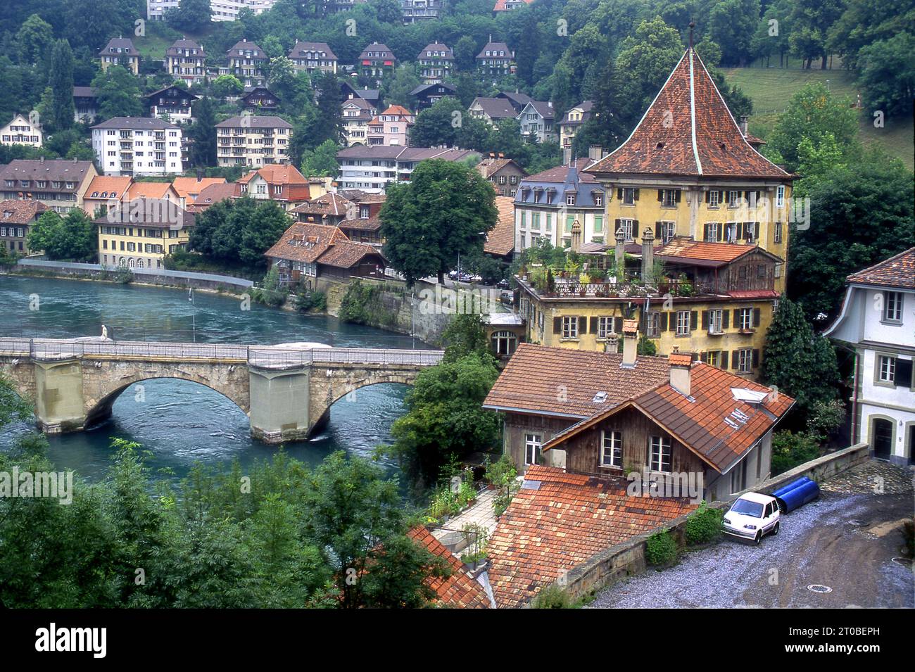 Il fiume Aare attraversa Berna, in Svizzera Foto Stock