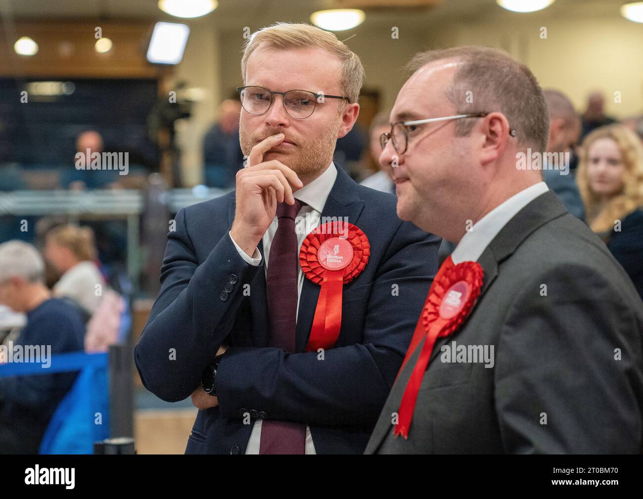 Il candidato laburista Michael Shanks al conte per le elezioni suppletive di Rutherglen e Hamilton West, nel South Lanarkshire Council Headquarters a Hamilton. Data immagine: Venerdì 6 ottobre 2023. Foto Stock