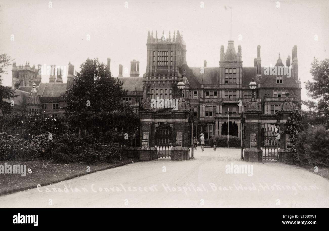 Canadian Convalescent Hospital, Bearwood Wokingham, Inghilterra, cartolina dell'epoca della prima guerra mondiale. fotografo non identificato Foto Stock