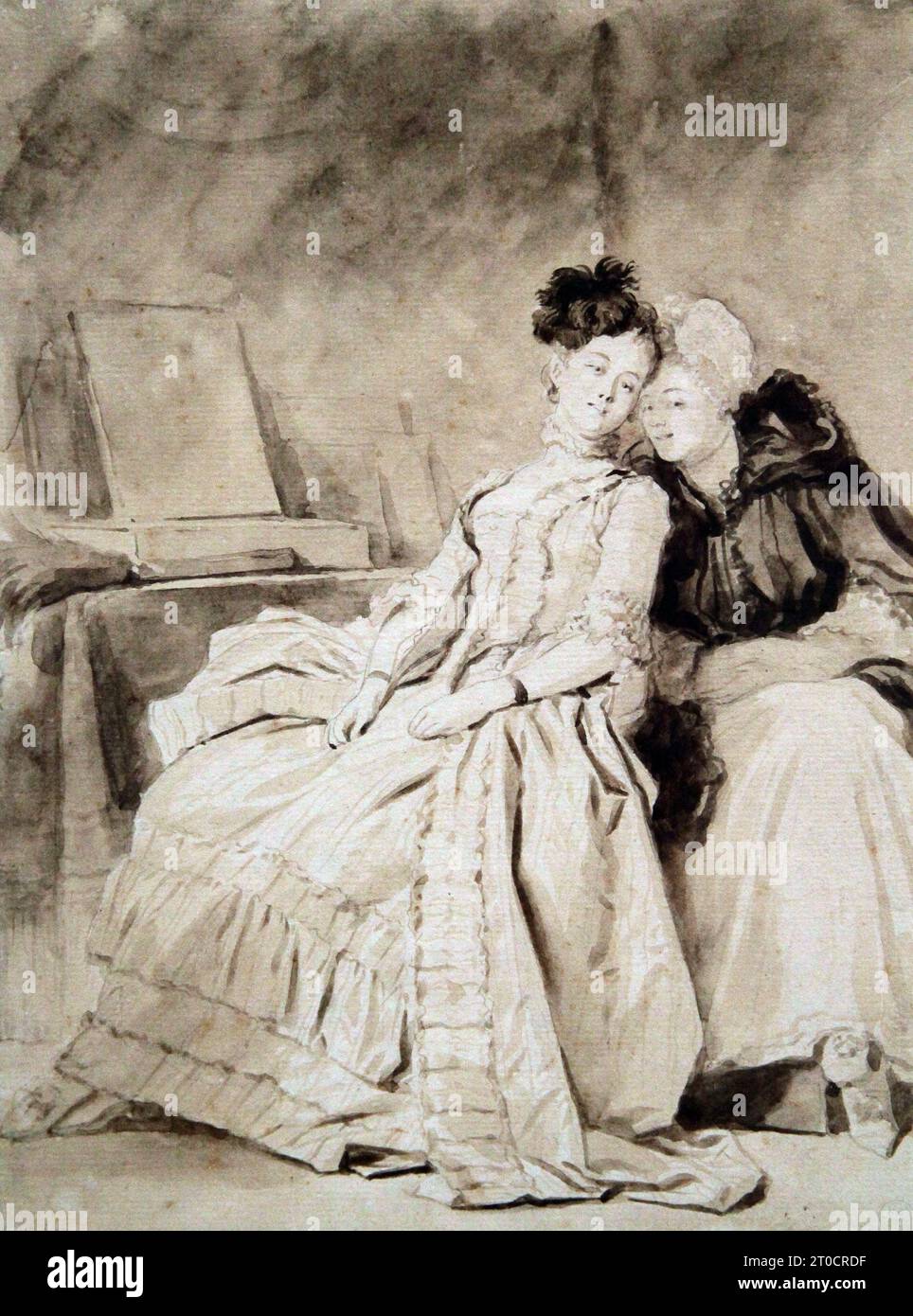 The Intimate Conversation / la Confidence (c. 1778-1780) di Jean Honoré Fragonard (1732-1806). (Qui probabilmente sua moglie Marie Anne Gérard e sua sorella Marguerite.pittrice rococò francese. Foto Stock