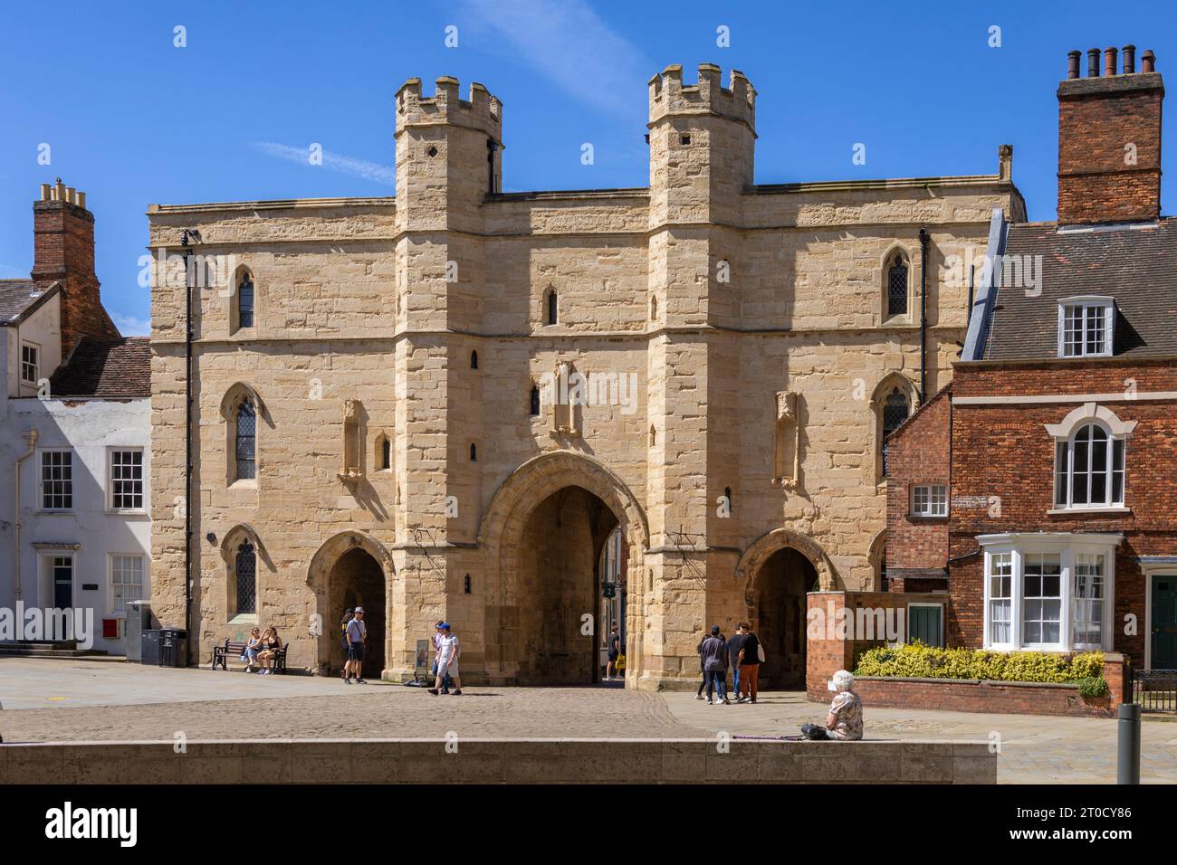 The XIV secolo Exchequer Gate, Lincoln, Lincolnshire, Inghilterra, Regno Unito Foto Stock