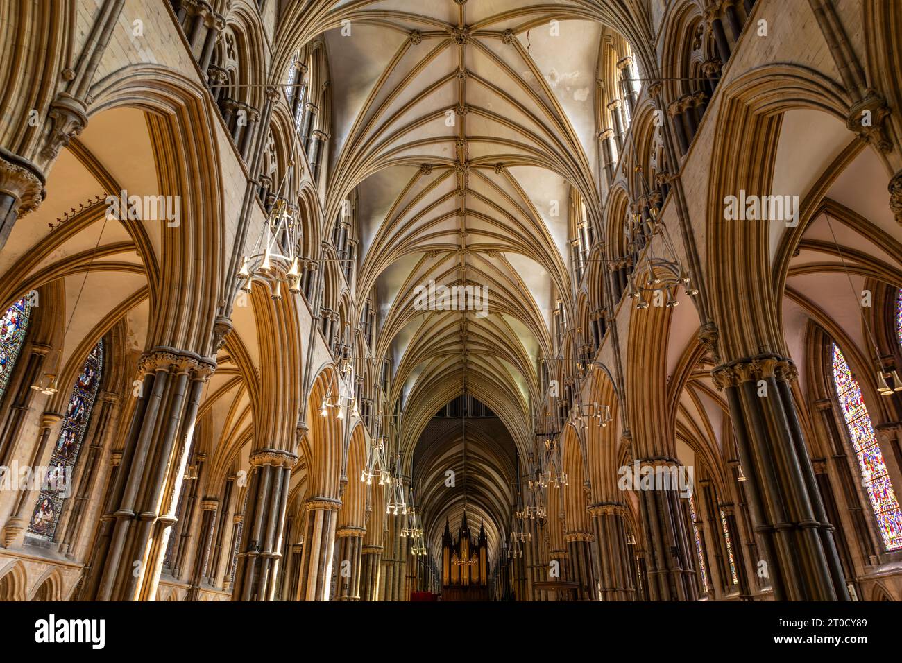 Interno della Cattedrale di Lincoln, Lincoln, Lincolnshire, Inghilterra, Regno Unito. Foto Stock