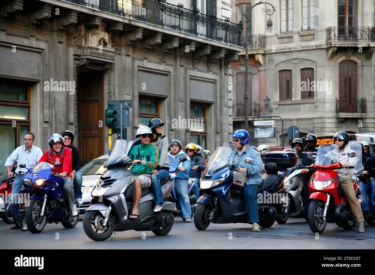 Traffico intenso, Palermo, Sicilia, Italia. Foto Stock