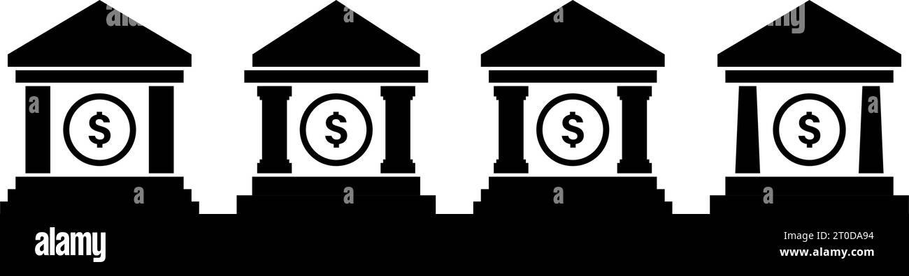 Set di simboli icona banca design semplice Illustrazione Vettoriale