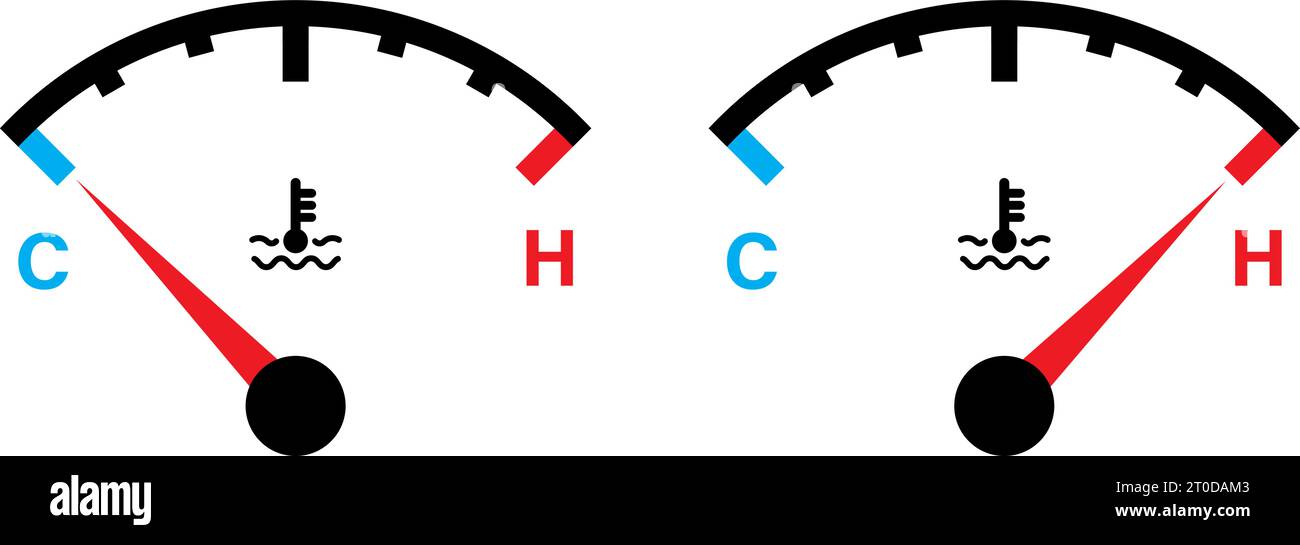 Indicatore di temperatura auto con icone Illustrazione Vettoriale