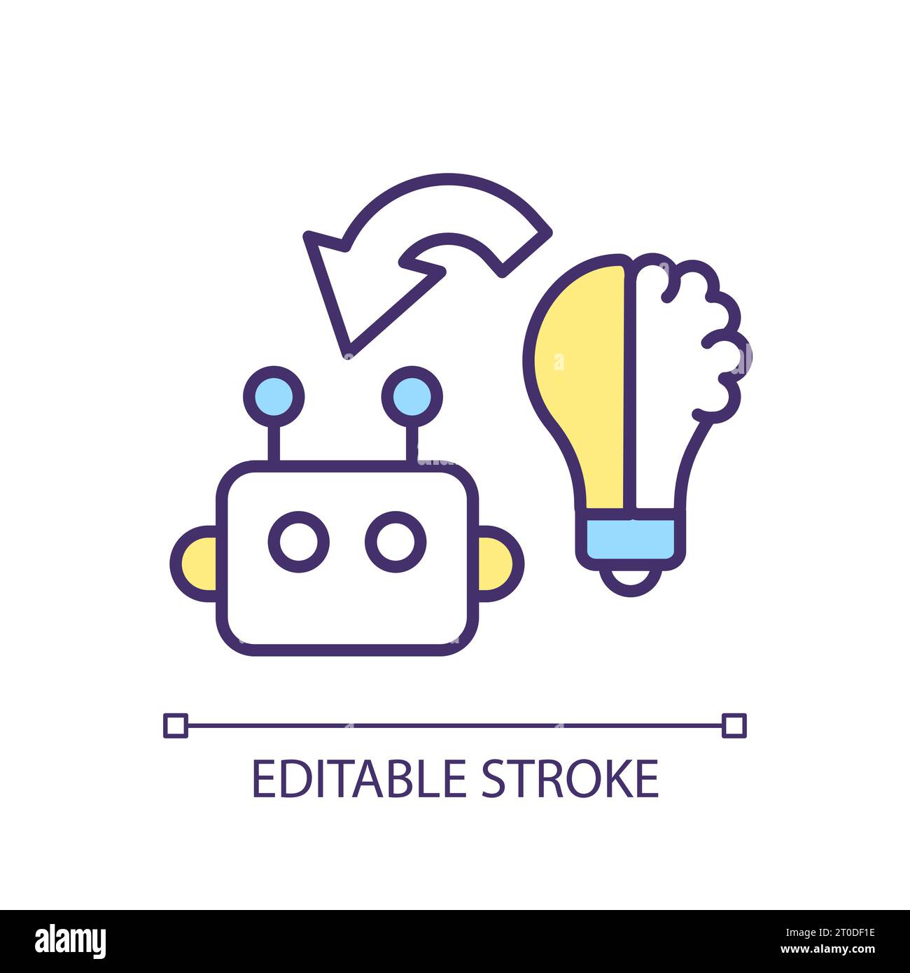 Icona a riga degli algoritmi ML colorati modificabili 2D. Illustrazione Vettoriale