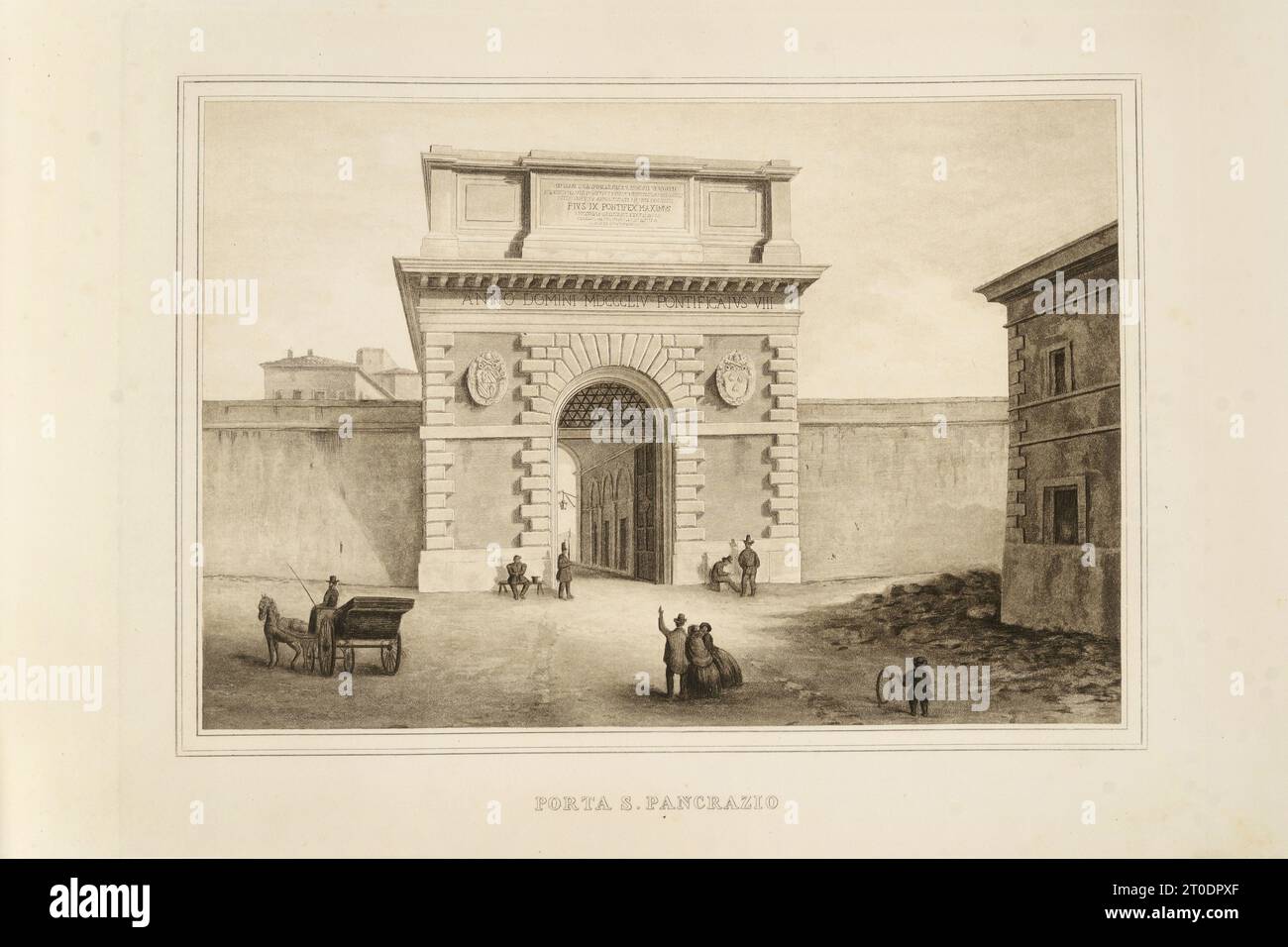 P. Cacchiatelli - G. Gleter, la Scienza e le Arti sotto il pontificato di Pio IX, pubblicato a Roma nel 1860 dalla Tipografia delle Belle Arti, via poli, 91. All'interno sono presenti incisioni raffiguranti le opere pubbliche realizzate durante il Pontificato di Pio IX Foto Stock