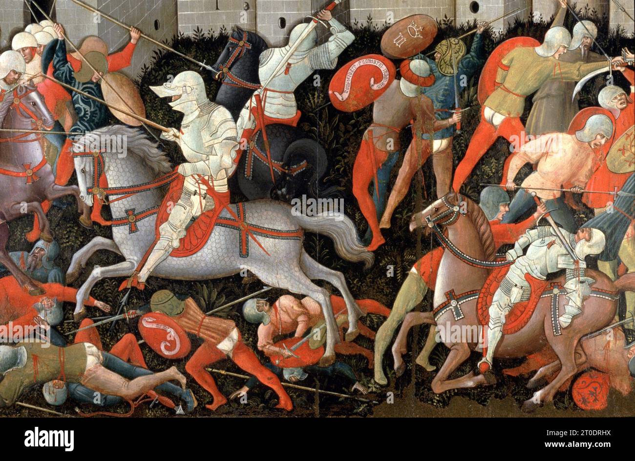 San Ginesio (Italia, Marche, provincia di Macerata), Galleria d'Arte Municipale gentili. Nicola da Siena, S. Andrea e la battaglia tra Ginesini e Fermani, intorno al 1463 Foto Stock