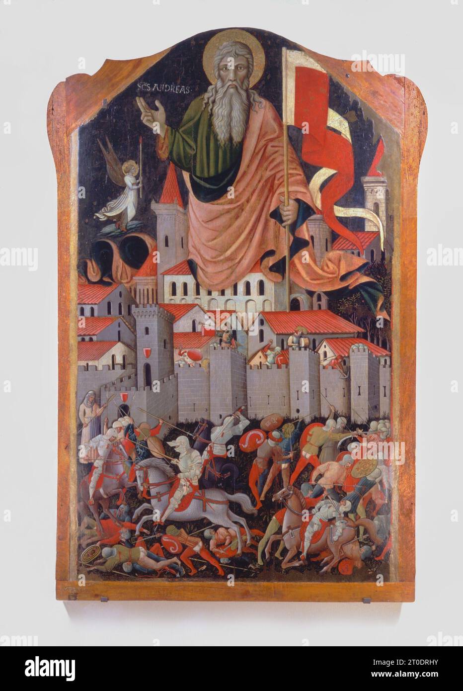 San Ginesio (Italia, Marche, provincia di Macerata), Galleria d'Arte Municipale gentili. Nicola da Siena, S. Andrea e la battaglia tra Ginesini e Fermani, intorno al 1463 Foto Stock