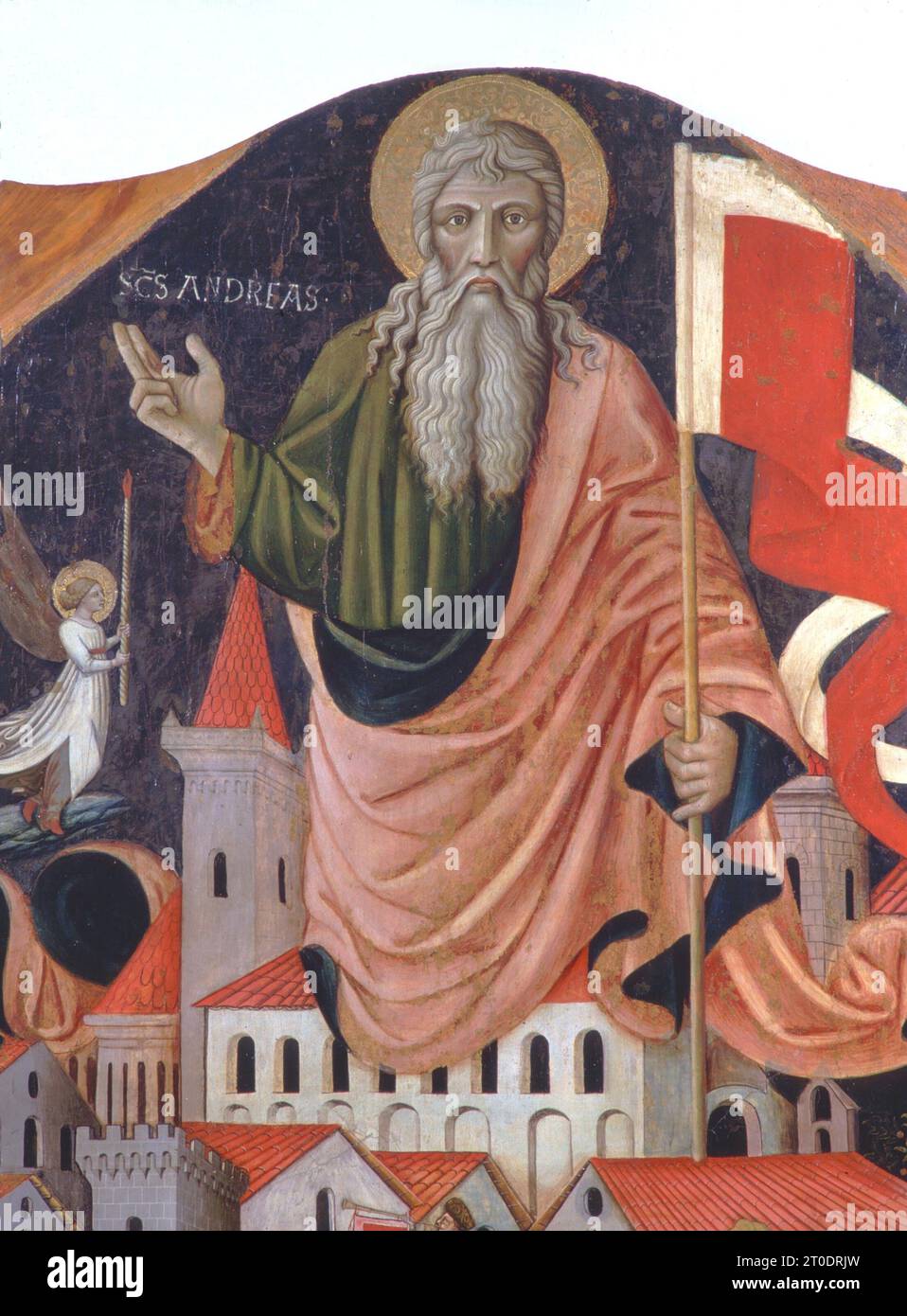 San Ginesio (Italia, Marche, provincia di Macerata), Galleria d'Arte Municipale gentili. Nicola da Siena, S. Andrea e la battaglia tra Ginesini e Fermani, intorno al 1463 Foto Stock