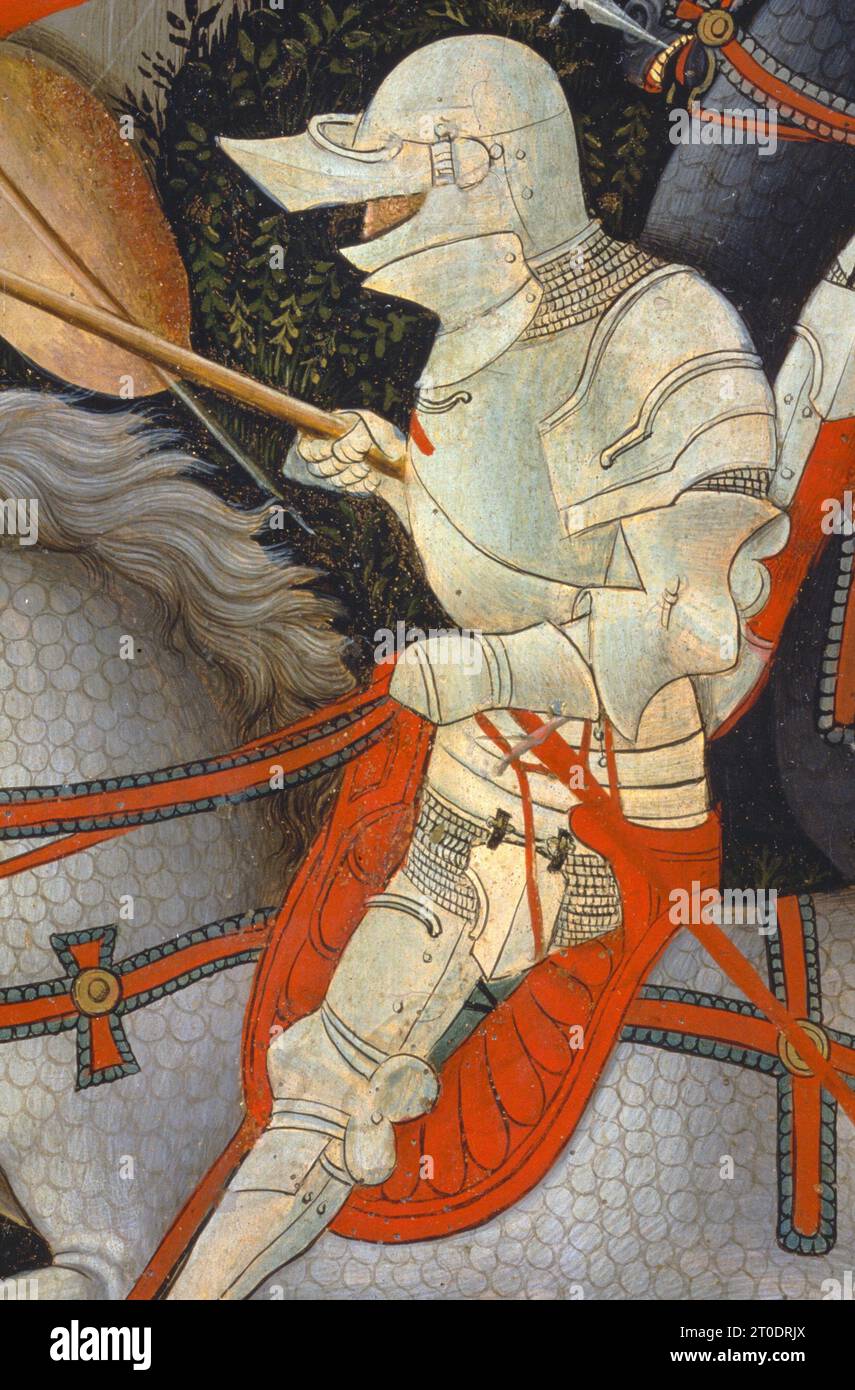 San Ginesio (Italia, Marche, provincia di Macerata), Galleria d'Arte Municipale gentili. Nicola da Siena, S. Andrea e la battaglia tra Ginesini e Fermani, intorno al 1463 Foto Stock