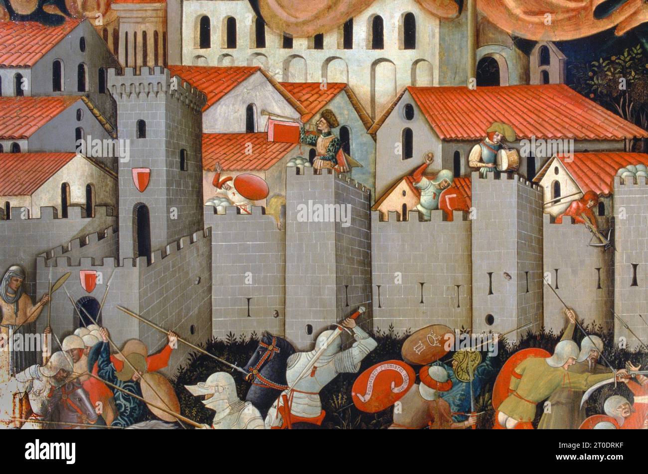 San Ginesio (Italia, Marche, provincia di Macerata), Galleria d'Arte Municipale gentili. Nicola da Siena, S. Andrea e la battaglia tra Ginesini e Fermani, intorno al 1463 Foto Stock