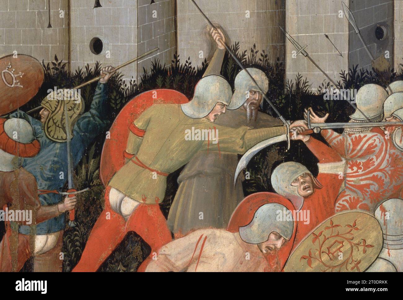 San Ginesio (Italia, Marche, provincia di Macerata), Galleria d'Arte Municipale gentili. Nicola da Siena, S. Andrea e la battaglia tra Ginesini e Fermani, intorno al 1463 Foto Stock