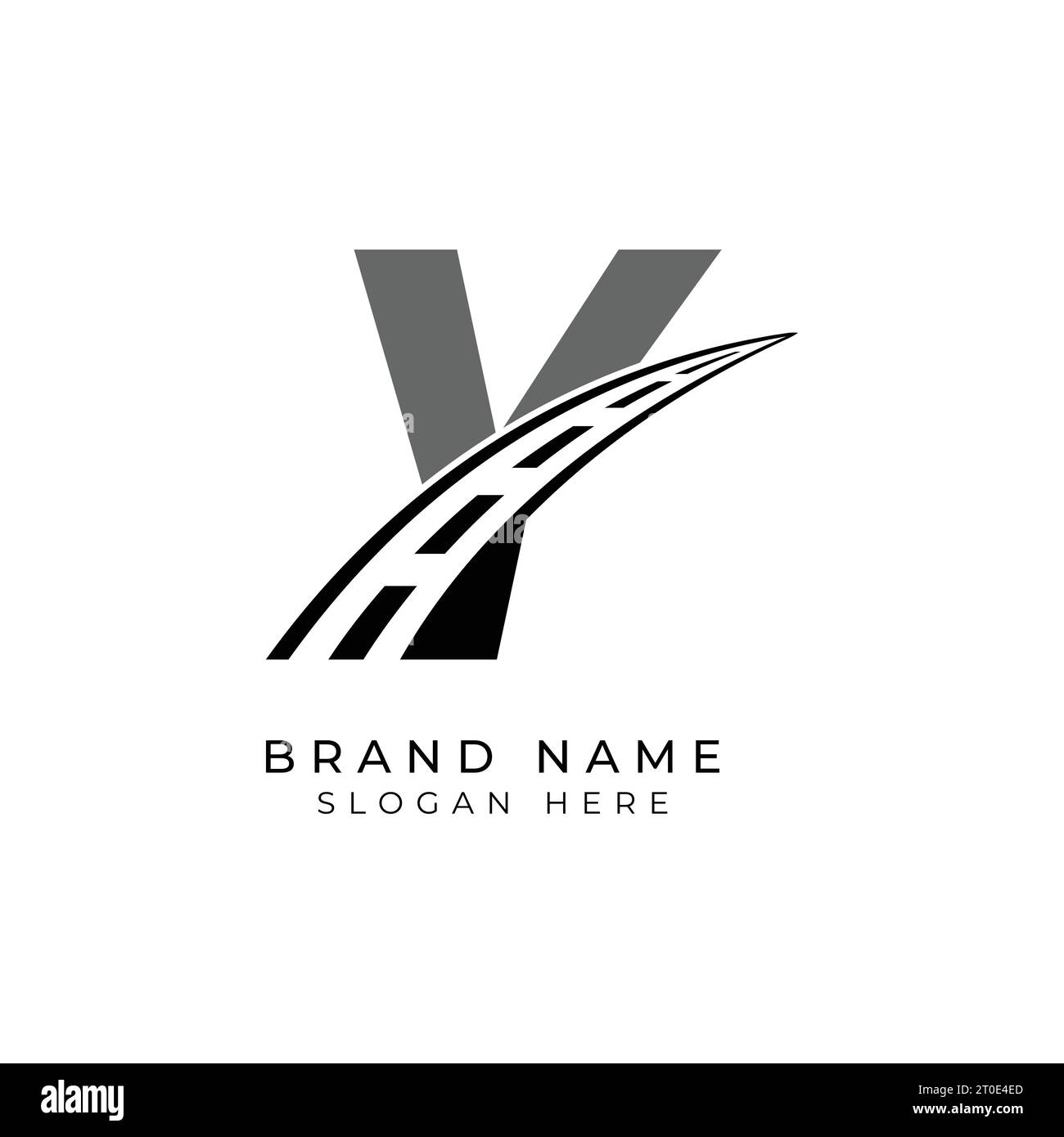 Logo lettera Y asfalto per l'identità. Illustrazione del vettore del modello di costruzione per il marchio Illustrazione Vettoriale