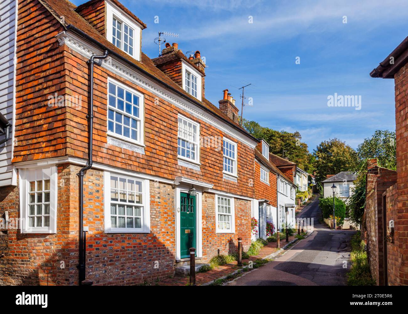 Edifici storici in stile locale, case e cottage a Chapel Hill a Lewes, la storica contea di East Sussex, Inghilterra sud-orientale Foto Stock